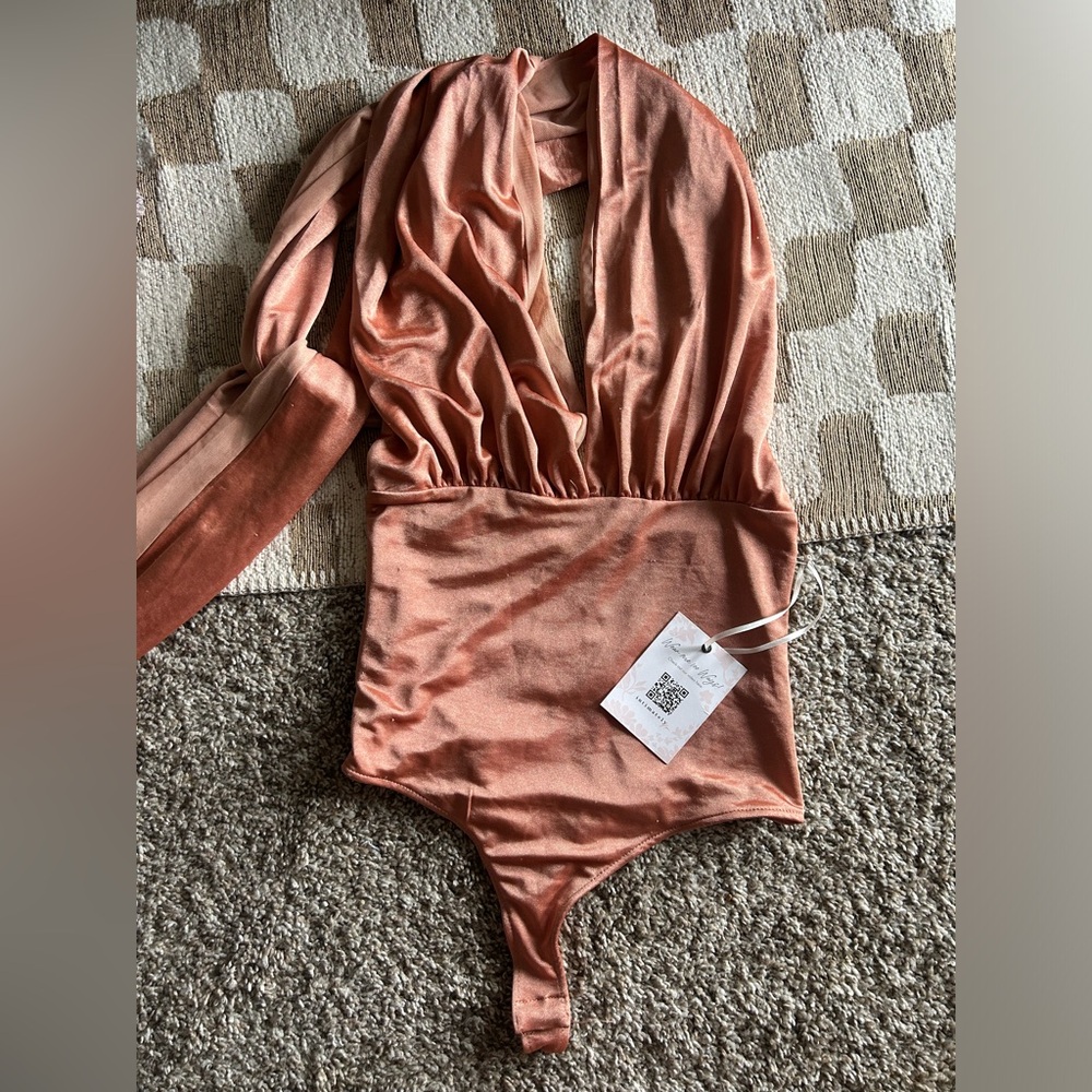 Free People NWT Wear 100 Ways Bodysuit Orange Size Small